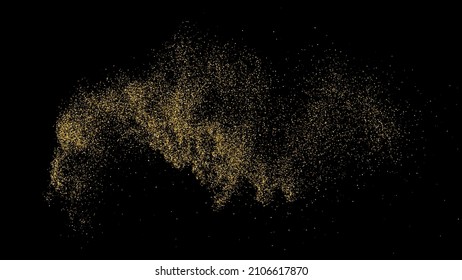 Textura Glitter De Oro Aislada En Negro. Secuencias de colores doradas. Fondo Celebratorio. Explosión Dorada De Confetti. Ilustración De Vectores, Eps 10.