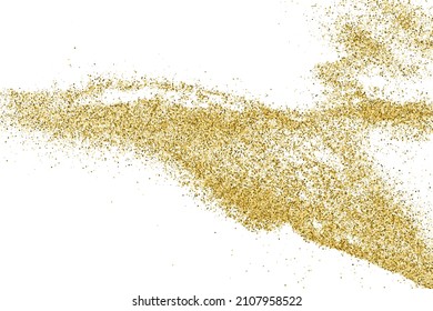 Gold Glitter Texture Isolated On White. Goldish Color Sequins. Celebratory Background. Golden Explosion Of Confetti. Vector Illustration, Eps 10.