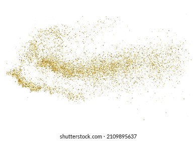 Gold Glitter Textur einzeln auf Weiß. Goldische Farbreihen. Feierlicher Hintergrund. Goldene Explosion von Confetti. Vektorgrafik, EPS10.