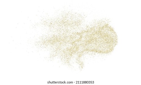 Gold Glitter Texture Isolated On White. Goldish Color Sequins. Celebratory Background. Golden Explosion Of Confetti. Vector Illustration, Eps 10.