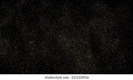Gold Glitter Texture Isolated on Black Background. Golden stardust. Amber Particles Color. Sparkles Rain. Vector Illustration, Eps 10.