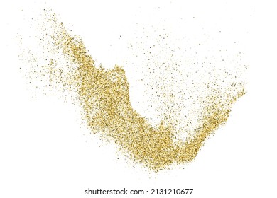 Gold Glitter Texture Isolated On White. Goldish Color Sequins. Celebratory Background. Golden Explosion Of Confetti. Vector Illustration, Eps 10.