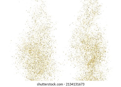 Gold Glitter Texture Isolated On White. Goldish Color Sequins. Celebratory Background. Golden Explosion Of Confetti. Vector Illustration, Eps 10.