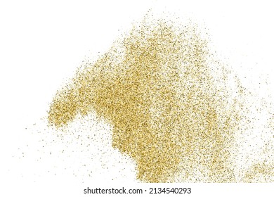 Gold Glitter Texture Isolated On White. Goldish Color Sequins. Celebratory Background. Golden Explosion Of Confetti. Vector Illustration, Eps 10.