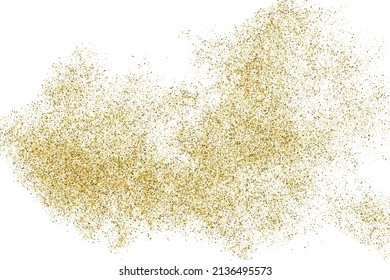 Gold Glitter Textur einzeln auf Weiß. Goldische Farbreihen. Feierlicher Hintergrund. Goldene Explosion von Confetti. Vektorgrafik, EPS10.