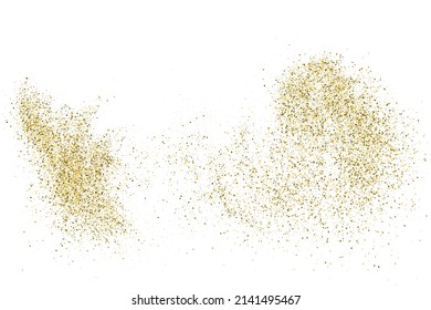 Gold Glitter Texture Isolated On White. Goldish Color Sequins. Celebratory Background. Golden Explosion Of Confetti. Vector Illustration, Eps 10.