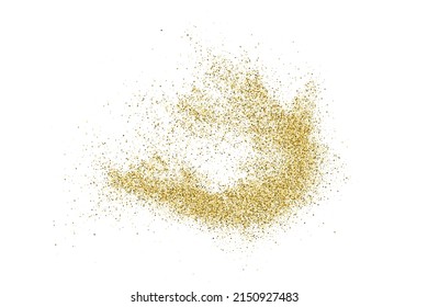 Gold Glitter Textur einzeln auf Weiß. Goldische Farbreihen. Feierlicher Hintergrund. Goldene Explosion von Confetti. Vektorgrafik, EPS10.