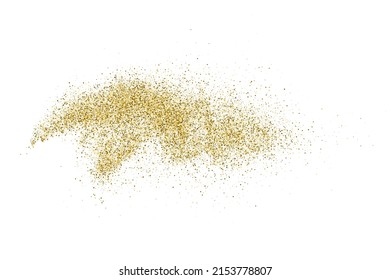 Gold Glitter Textur einzeln auf Weiß. Goldische Farbreihen. Feierlicher Hintergrund. Goldene Explosion von Confetti. Vektorgrafik, EPS10.