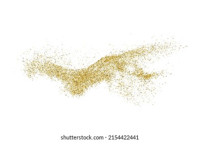 Gold Glitter Texture Isolated On White. Goldish Color Sequins. Celebratory Background. Golden Explosion Of Confetti. Vector Illustration, Eps 10.