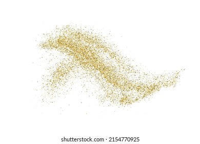 Gold Glitter Textur einzeln auf Weiß. Goldische Farbreihen. Feierlicher Hintergrund. Goldene Explosion von Confetti. Vektorgrafik, EPS10.