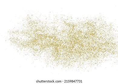 Gold Glitter Textur einzeln auf Weiß. Goldische Farbreihen. Feierlicher Hintergrund. Goldene Explosion von Confetti. Vektorgrafik, EPS10.