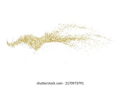 Gold Glitter Texture Isolated On White. Goldish Color Sequins. Celebratory Background. Golden Explosion Of Confetti. Vector Illustration, Eps 10.