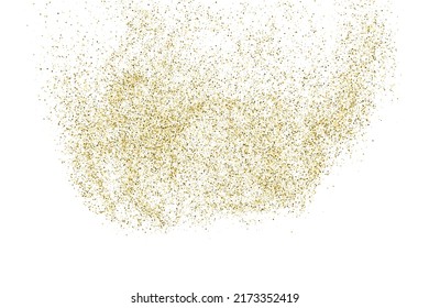 Gold Glitter Textur einzeln auf Weiß. Goldische Farbreihen. Goldene Explosion von Confetti. Design-Element. Feierlicher Hintergrund. Vektorgrafik, EPS10.