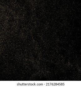 Gold Glitter Texture Isolated on Black Background. Golden stardust. Amber Particles Color. Sparkles Rain. Square Shape. Vector Illustration, Eps 10.