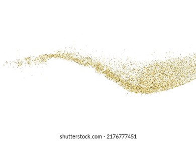 Gold Glitter Textur einzeln auf Weiß. Goldische Farbreihen. Goldene Explosion von Confetti. Design-Element. Feierlicher Hintergrund. Vektorgrafik, EPS10.