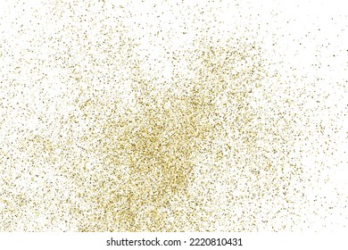 Gold Glitter Texture Isolated On White. Goldish Color Sequins. Golden Explosion Of Confetti. Design Element. Celebratory Background. Vector Illustration, Eps 10.