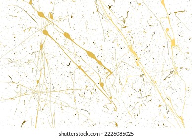 Textura de brillo dorado aislada en fondo blanco. Silhouette Golden Splash. Color de las partículas ámbar. Lluvia de espárragos. Ilustración De Vectores, Eps 10.