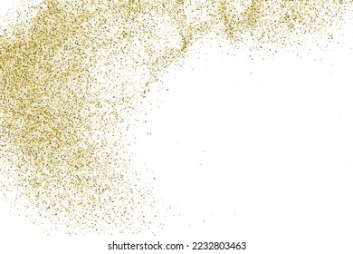 Gold Glitter Texture Isolated On White. Goldish Color Sequins. Golden Explosion Of Confetti. Design Element. Celebratory Background. Vector Illustration, Eps 10.