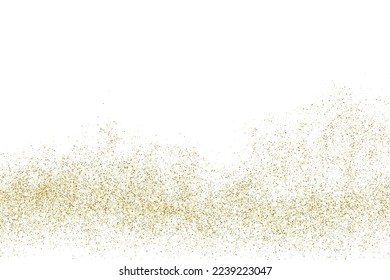 Gold Glitter Texture Isolated On White. Goldish Color Sequins. Golden Explosion Of Confetti. Design Element. Celebratory Background. Vector Illustration, Eps 10.