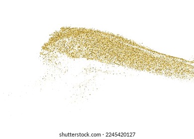 Gold Glitter Texture Isolated On White. Goldish Color Sequins. Golden Explosion Of Confetti. Design Element. Celebratory Background. Vector Illustration, Eps 10.