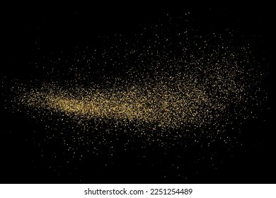 Gold Glitter Texture Isolated On Black. Goldish Color Sequins. Celebratory Background. Golden Explosion Of Confetti. Vector Illustration, Eps 10.