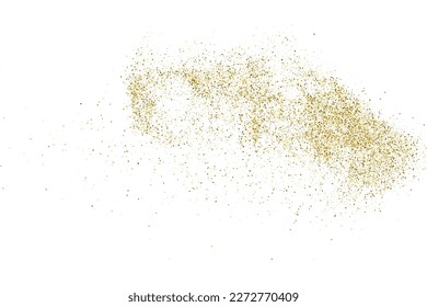 Gold Glitter Textur einzeln auf Weiß. Goldische Farbreihen. Goldene Explosion von Confetti. Design-Element. Feierlicher Hintergrund. Vektorgrafik, EPS10.