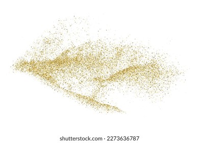 Gold Glitter Texture Isolated On White. Goldish Color Sequins. Golden Explosion Of Confetti. Design Element. Celebratory Background. Vector Illustration, Eps 10.