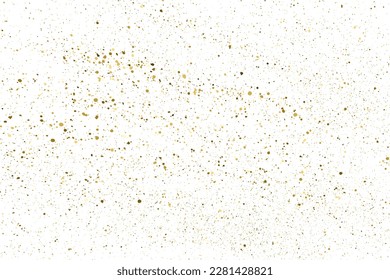Textura de brillo dorado aislada en fondo blanco. Silhouette Golden Splash. Color de las partículas ámbar. Lluvia de espárragos. Ilustración De Vectores, Eps 10.