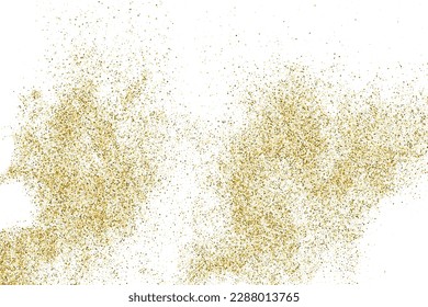 Gold Glitter Textur einzeln auf Weiß. Goldische Farbreihen. Goldene Explosion von Confetti. Design-Element. Feierlicher Hintergrund. Vektorgrafik, EPS10.