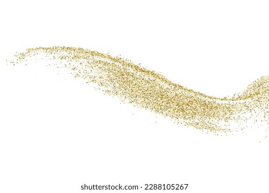 Gold Glitter Texture Isolated On White. Goldish Color Sequins. Golden Explosion Of Confetti. Design Element. Celebratory Background. Vector Illustration, Eps 10.