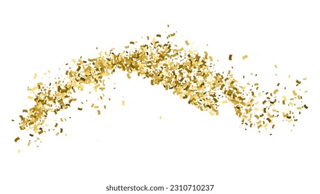 Gold Glitter Texture Isolated On White. Goldish Color Sequins. Golden Explosion Of Confetti. Design Element. Celebratory Background. Vector Illustration, Eps 10.