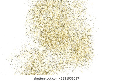 Gold Glitter Textur einzeln auf Weiß. Goldische Farbreihen. Goldene Explosion von Confetti. Design-Element. Feierlicher Hintergrund. Vektorgrafik, EPS10.