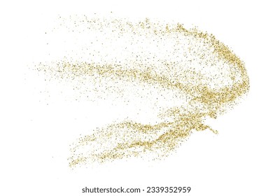 Gold Glitter Texture Isolated On White. Goldish Color Sequins. Golden Explosion Of Confetti. Design Element. Celebratory Background. Vector Illustration, Eps 10.