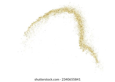 Gold Glitter Texture Isolated On White. Goldish Color Sequins. Golden Explosion Of Confetti. Design Element. Celebratory Background. Vector Illustration, Eps 10.