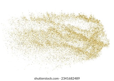 Gold Glitter Texture Isolated On White. Goldish Color Sequins. Golden Explosion Of Confetti. Design Element. Celebratory Background. Vector Illustration, Eps 10.