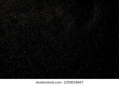 Gold Glitter Texture Isolated on Black Background. Golden stardust. Amber Particles Color. Sparkles Rain. Vector Illustration, Eps 10.