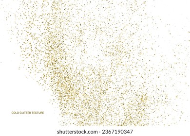 Textura Glitter De Oro Aislada En Blanco. Secuencias de colores doradas. Explosión Dorada De Confetti. Elemento de diseño. Fondo Celebratorio. Ilustración De Vectores, Eps 10.