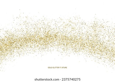 Gold Glitter Textur einzeln auf Weiß. Goldische Farbreihen. Goldene Explosion von Confetti. Design-Element. Feierlicher Hintergrund. Vektorgrafik, EPS10.