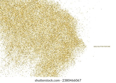 Gold Glitter Texture Isolated On White. Goldish Color Sequins. Golden Explosion Of Confetti. Design Element. Celebratory Background. Vector Illustration, Eps 10.