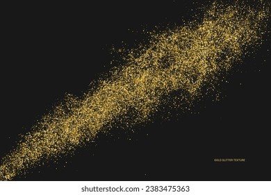Gold Glitter Texture Isolated On Black. Goldish Color Sequins. Celebratory Background. Golden Explosion Of Confetti. Vector Illustration, Eps 10.