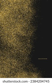 Gold Glitter Texture Isolated On Black. Goldish Color Sequins. Celebratory Background. Golden Explosion Of Confetti. Vector Illustration, Eps 10.