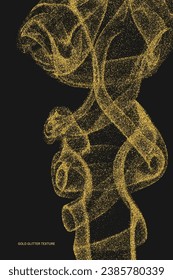 Textura Glitter De Oro Aislada En Negro. Secuencias de colores doradas. Fondo Celebratorio. Explosión Dorada De Confetti. Ilustración De Vectores, Eps 10.