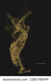 Gold Glitter Texture Isolated On Black. Goldish Color Sequins. Celebratory Background. Golden Explosion Of Confetti. Vector Illustration, Eps 10.