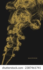 Gold Glitter Texture Isolated On Black. Goldish Color Sequins. Celebratory Background. Golden Explosion Of Confetti. Vector Illustration, Eps 10.