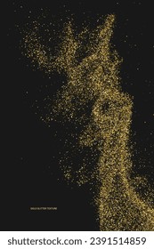 Textura Glitter De Oro Aislada En Negro. Secuencias de colores doradas. Fondo Celebratorio. Explosión Dorada De Confetti. Ilustración De Vectores, Eps 10.