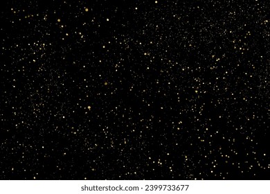 Textura de brillo dorado aislada en fondo negro. Luz dorada. Patrón amarillo. Superposición de textura realista. Ilustración vectorial.	