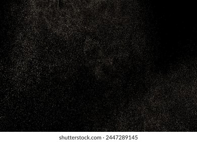 Gold Glitter Texture Isolated on Black Background. Golden light. Yellow Pattern. Realistic Texture Overlay. Vector Illustration. EPS 10	