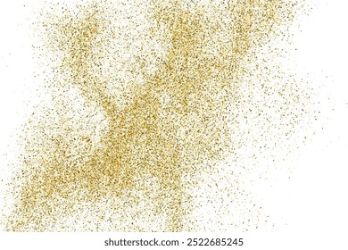 Gold Glitter Texture Isolated On White. New Year, Christmas Background. Amber Particles Color. Celebratory Party. Golden Explosion Of Confetti. Vector Illustration, Eps 10