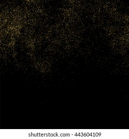 Gold glitter texture isolated on black. Celebratory background. Golden explosion of confetti. Vector illustration,eps 10.