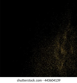 Gold glitter texture isolated on black. Celebratory background. Golden explosion of confetti. Vector illustration,eps 10.